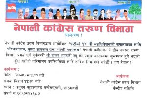नेपाली कांग्रेस तरुण विभागले परिचयात्मक बृहत छलफल तथा गोष्टि कार्यक्रम भदौं ७ गते गर्ने