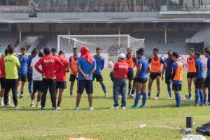 बन्द प्रशिक्षणका लागि राष्ट्रिय फुटबल टोली पोखरामा