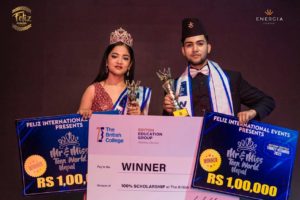 पियुस र सुनैनाले जिते मिस्टर एण्ड मिस टिन वल्र्ड नेपालको उपाधि