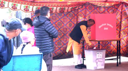 प्रतिनिधिसभा निर्वाचन : कांग्रेस सभापति  थापाले गरे मतदान